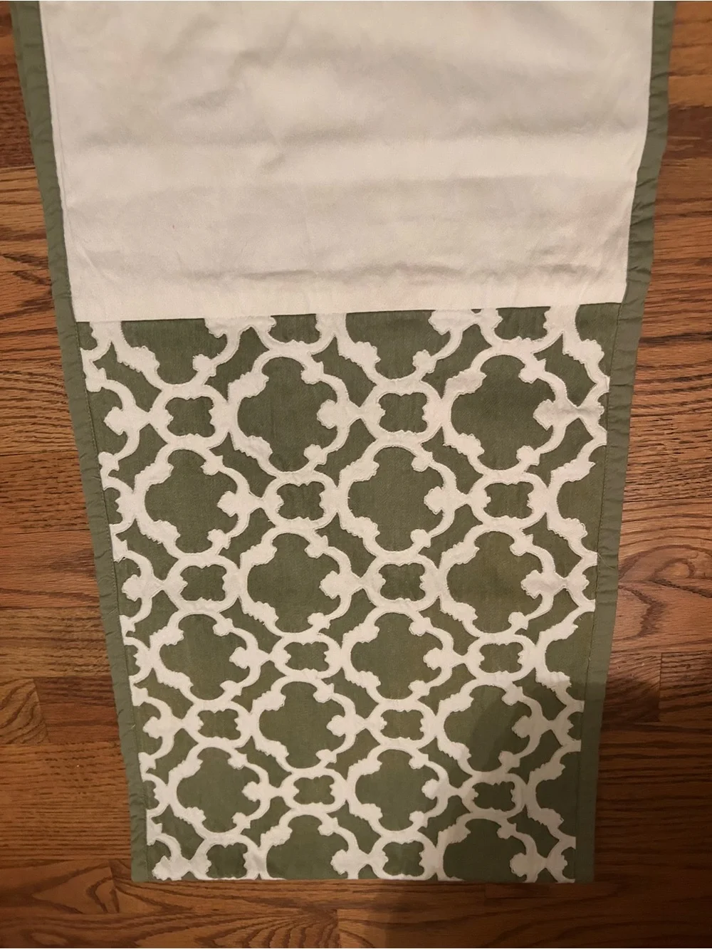 Green & White Cottagecore Inspired Table Runner